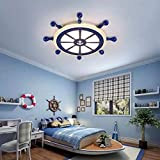 FCX-LIGHT Kinderzimmer LED Deckenleuchte Blau Ruder Acryl Decke Lampe Nautischer Anker Deko Pendelleuchte für Wohnzimmer Schlafzimmer,WarmLight,55 * 55CM