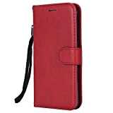 FEYYXI Handyhülle für Nokia 6.1 2018 Hülle Leder Schutzhülle Brieftasche mit Kartenfach Stoßfest Handyhülle Case für Nokia6.1 - FEKT81342 Rot