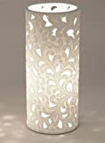 Formano Porzellan-Lampe Rund Harmonie Romantik Tischleuchte Nachttischlampe Nachttischleuchte Stimmungslampe Weiss 12x28cm