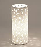 Formano Porzellan-Lampe Rund Harmonie Romantik Tischleuchte Nachttischlampe Nachttischleuchte Stimmungslampe Weiss 10x23cm