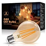 Fulighture E27 Led Vintage Glühbirne 2 Stück, E27 Led Warmweiss Retro Glühbirne, G80 Led Filament Lampe mit Amber Glas, 4W ...