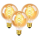 GBLY 3er LED Edison Glühbirne Retro Kugel Glühlampe 4W G80 Dekorative Globelampen Warmweiß 2200K LED Filament Birne für Nostalgie und ...