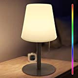 GGOO LED Akku Tischlampe Kabellos Tischleuchte 8 Farben RGB Nachttischlampe Dimmbares Farbwechsel Nachtlicht IP44 Wasserdicht Für Wohn, Schlafzimmer, Balkon, Restaurant, ...