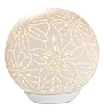 GILDE kleine Lampen Tischlampe Dekolampe - aus Porzellan mit Blüten Deko - 25 Watt E 14 - Höhe 13,5 cm