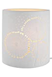 GILDE Lampe Tischlampe Dekolampe Pusteblume - aus Porzellan mit Lochmuster im Prickellook H 20 cm