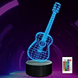 Gitarre Geschenke für Musikliebhaber, Ammonite Gitarre 3D Illusion Lampe 16 Farben wechselnd mit Fernbedienung & Timer, Erstaunliche Ideenauswahl für Musikinstrumente ...