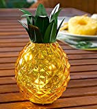 Glas LED Leuchte Ananas Tischleuchte inklusive Batterien Höhe 10cm Gartenlampe Tischlampe Deko Party Sommer Lampe kabellos Garten Frühling Ostern Tisch ...