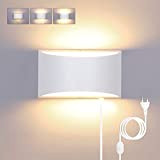 Glighone 12W Wandleuchten LED Innen Modern Dimmbar Wandlampe mit Zuleitung und Schalter Wandleuchte up and down weiß Flurlampe LED Wandbeleuchtung ...