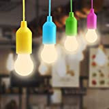 Glighone 4 Stück Pendelleuchte Hängeleuchte DIY Lampe Colors Glühbirnen Tragbare LED Campinglampe für Fest Party Garten Balkon Zelt, Camping, Weihnachten ...