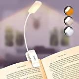 Gritin Leselampe Buch Klemme, Buchlampe mit 9 LEDs, 3 Farbtemperatur Modi, Stufenlose Helligkeit Klemmlampe, USB Wiederaufladbare Klemmleuchte, 360° Flexibel für ...