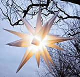 GURU SHOP 3D Außenstern Kaspar, Ø 55 cm, Weihnachtsstern, Faltstern mit 18 Spitzen, 4 m Außenleitung, LED Leuchtmittel - 230V ...
