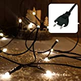 hellum LED mini Lichterkette innen, 1,35m Lichtlänge 10 LED Lichterkette innen, LED klassisch warmweiße Lichterkette mit Stecker, Weihnachtsbaum Lichterkette Strom ...