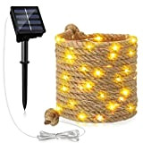 Honoson Solar Lichterkette Seil, 660cm IP65 Sisalstern Beleuchtet Lampe, Gartenleuchte mit 70 LEDs - Warmweiße 3200k, Weihnachten Beleuchtung für Deko ...