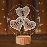 Ich liebe dich 3D Nachtlicht LED Illusion Herz Tischlampe für ihre Mädchen Frau Jubiläum Romantische Weihnachtsgeschenke