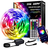 IKERY LED Strip 20m RGB Amb. Lightstrip Farbwechsel mit 16 Mio. Farben LED-Lichtband Sync mit Musik, mit Fernbedienung App-Steuerung, LED ...