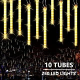 Joomer Meteorschauer Regen Lichter, 30cm 10 Röhren 240 LED Fallende Regen Lichter Wasserdichte Weihnachten Beleuchtung Schneefall Lichter für Innen Außen ...