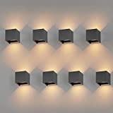 K-Bright 8 Stück LED Wandleuchten Innen/Außen 12W Wandlampe Auf und ab Einstellbarer Lichtstrahl, 3000K Warmweiß Außenwandleuchte IP65 für Wohnzimmer Schlafzimmer ...