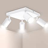 Ketom GU10 LED Deckenleuchte, Deckenstrahler 4 Flammig Weiß, Deckenlampe Spots Schwenkbar, Metall Strahler Deckenleuchte 4 Flammige, Modern Deckenspots Eckig, Ohne ...
