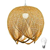 Kreatives Weben von Bambus Pendelleuchte Bambus Lampenschirm Deckenleuchte Kronleuchter Deckenleuchte für Esszimmer, Restaurant, Schlafzimmer, Café, Bar