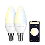 LE 4.5W Smart E14 LED Lampen, Dimmbar LED Leuchtmittel, Kerzen, Wlan LED Birnen, Ersatz für 40W Glühbirne, kompatibel mit Alexa ...
