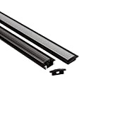 LED Aluprofil A25 schwarz Einbauprofil + Abdeckung Alu Schiene Leiste für LED-Streifen-Strip 2m opal