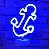 LED Anker Leuchtreklamen Neon-Nachtlicht mit Halter-Unter für Partybedarf Mädchen-Raum-Dekoration-Zusatzes für Luau Sommer-Party-Kind-Kind-Geschenke Bar Hochzeit (Anker mit Halter-Basis)
