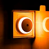 LED Bernstein Nachtlicht, Nachtlicht LED Sensor, Steckdose, Energieeffizient, Lichtsensor, Smart Nachtlicht für Schlafzimmer, Bad, Küche, Rund, 2er Pack