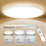 LED Deckenleuchte Dimmbar Rund Deckenlampe 24W, 3200LM LED Deckenleuchte mit Fernbedienung 3000-6000K 2.4cm Ultra Dünn Badezimmer Lampe für Wohnzimmer Küche ...