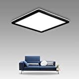 LED Deckenleuchte Flach, 20W Deckenlampe LED Lampen Eckig, IP44 Wasserdicht Badezimmer Lampe Modern, 5000K Tageslichtweiß Badlampe Decke Schwarz for für ...
