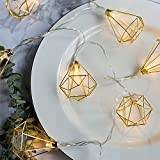 LED geometrische Lichterkette – 3 Meter Gesamtlänge | 20 LEDs warm-weiß | gold diamantform - batterie-betrieben,für Schlafzimmer Hochzeit Weihnachten Haus ...