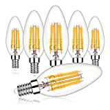 Led Glühbirne E14 Warmweiß Dimmbar Leuchtmittel C35 6.5W Edison Kerze Leds Filament Birne Ersatz Retro 60 Watt Lampe, 850 Lumen ...