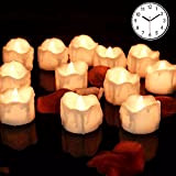 LED Kerzen mit timer,12er Warmweiß LED Flammenlose Kerzen Led Teelichter 6 Stunden an und 18 Stunden aus, flackernde batteriebetriebene kerzen, ...