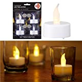 LED Teelicht 4er Set weiß mit Timer warmweiß Kerzen flackernde Teelichter