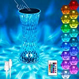 LED Tischlampe aus Kristall, 16 Farben 4 Modi Acryl Rose Diamant Lampen mit Touch und Fernbedienung, USB Aufladung Dimmbare LED ...