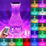 LED Tischlampe aus Kristall, 16 Farben & 4 Modi Nachttischlampe Mit Fernbedienung Moderne Kreativität Acryl Diamant Tischlampe Touch und Dimmbar, ...
