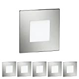 ledscom.de LED Treppenlicht/Treppen-Leuchte FEX für innen und außen, eckig, edelstahl, 85 x 85mm, warmweiß, 6 Stk.
