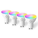 Lepro GU10 Smart Lampe RGBW, Wlan Alexa Glühbirnen, Wifi LED Leuchtmittel, 4 Pack (4.5W = 50W, RGB und Warmweiß, Dimmbar ...