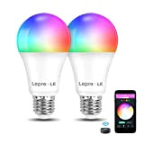 Lepro Smarte Glühbirnen E27, Smart WiFi LED-Lampe, 9W 806 LM WLAN Dimmbar Birne, Mehrfarbige, App Steuern Kompatibel mit Alexa Echo, ...