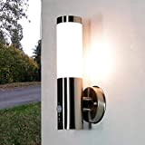 Licht-Erlebnisse Außenleuchte mit Bewegungsmelder IP44 Edelstahl UV-beständig E27 Wandlampe Haus Eingang Balkon