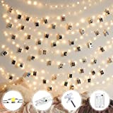 Lichterkette Fotoclips für Zimmer Deko, 15M 150 LED Fotowand mit 60 Klammern Batteriebetriebene, Foto Lichterkette Warmweiß für Mädchen Teenager Geschenke, ...