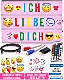 Light Box Kinder mit Farbwechsel - Lightbox mit Buchstaben Leuchtkasten mit Buchstaben Set 454 farbige Buchstaben XL Emojis 2 Marker ...