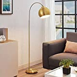 Lindby Bogenlampe/Stehlampe messingfarben mit Fußschalter, Standleuchte Metall, Leselampe-Stehlampe 1x E27 max. 40 W, ohne Leuchtmittel