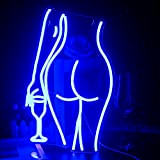 Looklight Frau Rücken Neonschild Blaues LED Lady Weinglas Leuchtreklame Nackter Körper Wanddekoration Sexy Lady Neonlicht für Schlafzimmer Gaming Zimmer dekor ...