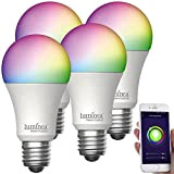Luminea Home Control WLAN-LED-Lampen E27 RGBW: 4er-Set WLAN-LED-Lampen, E27, RGB-CCT, 14W(ersetzt 150W), 1.520lm, App (RGB-Licht-Effekt-Lampen)
