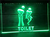 Lustige Unisex-Toiletten-Leuchtreklame, WC-Toiletten-LED-Anzeige, an der Wand hängende Neonlichter, USB-Leuchtschild mit Schalter,Grün,40x30cm