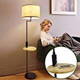 Matte black USB Charge led floor lamp with table Iron