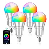 Maxcio Smart Alexa Lampe, Wifi Led Glühbirne E14, Kompatibel mit Alexa und Google Home, APP-Steuerung, Timing, RGB+Dimmbares Licht, 8 Szene-Modus,9W ...