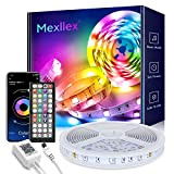 Mexllex LED Strip 5m, RGB LED Streifen, Farbwechsel LED Band mit IR Fernbedienung,16 Mio. Farben, Musik Sync, für TV Zuhause, ...