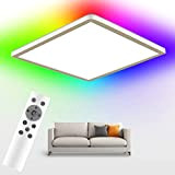 MILFECH LED Deckenleuchte 24W Deckenlampe LED Dimmbar mit Fernbedienung, RGB Hintergrundbeleuchtung 13 Farbwechsel 3200LM IP54 Quadrat LED Lampen Deckenlampen für ...