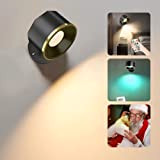 MLOQI LED Wandlampe Innen Dimmbar mit Fernbedienung Kabellos Batterie,Wandleuchte mit Akku 16 Farben Batteriebetrieben Magnetkugel Schlafzimmer Lernen Arbeit Untergeschoss (Schwarz）